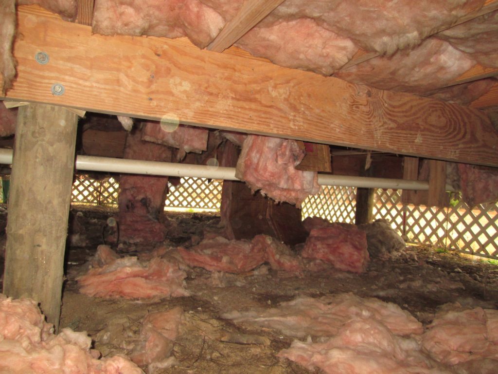 view of a crawlspace during a home inspection