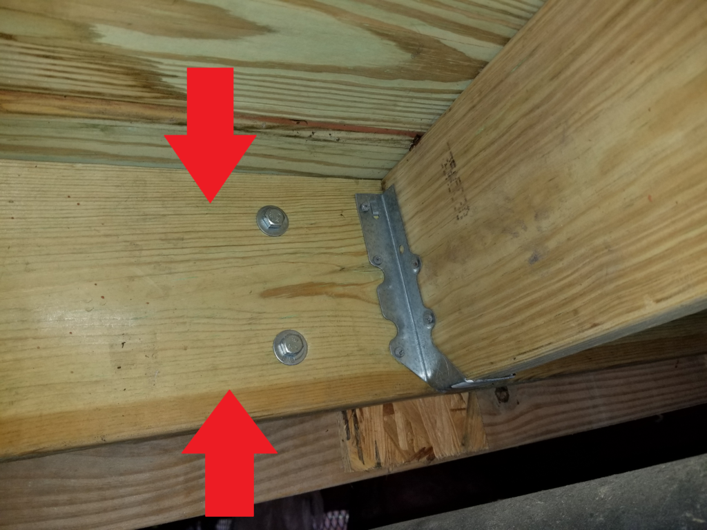 ledger board seen during a home inspection